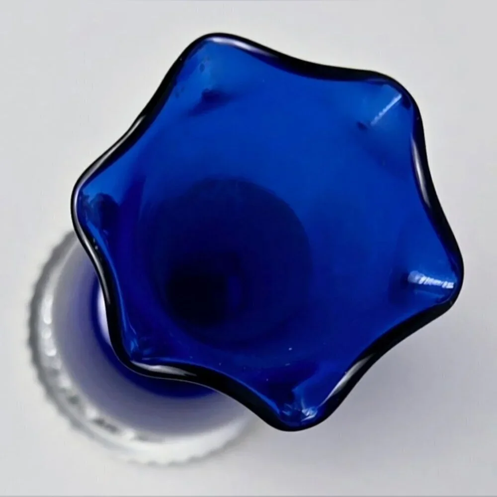 Cobalt Blue Ombre Hand Blown Cased Glass Bud Vase - Picture 5 of 7